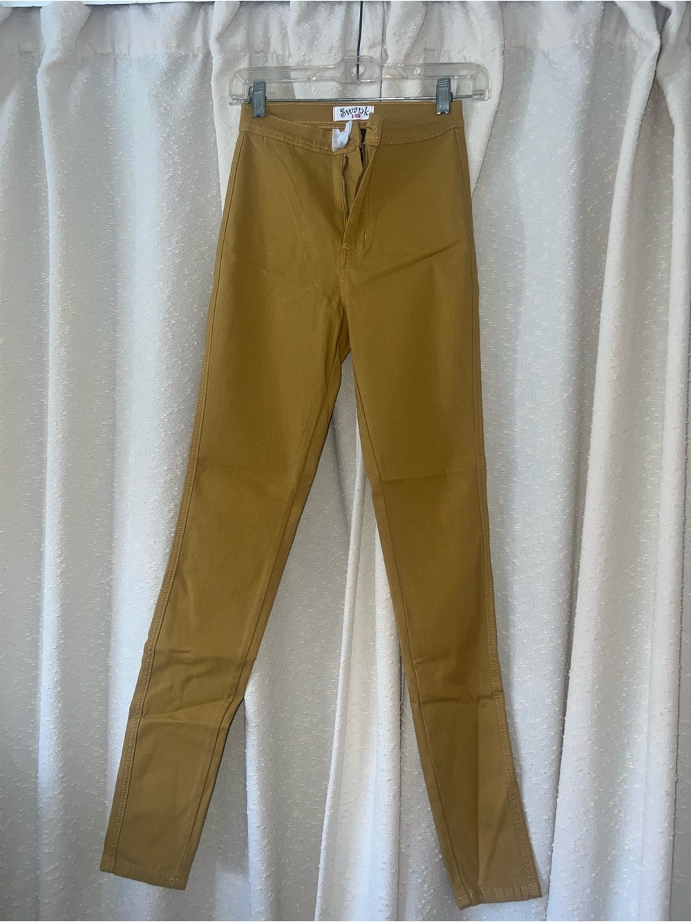 SWANK Mustard Slim High-Rise Chinos